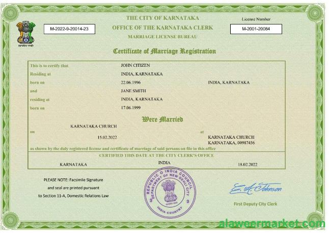 India marriage certificate Word and PDF template, fully editable